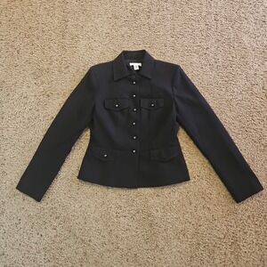 Ann Taylor Loft Blazer Womens 0P Black Classic Lined